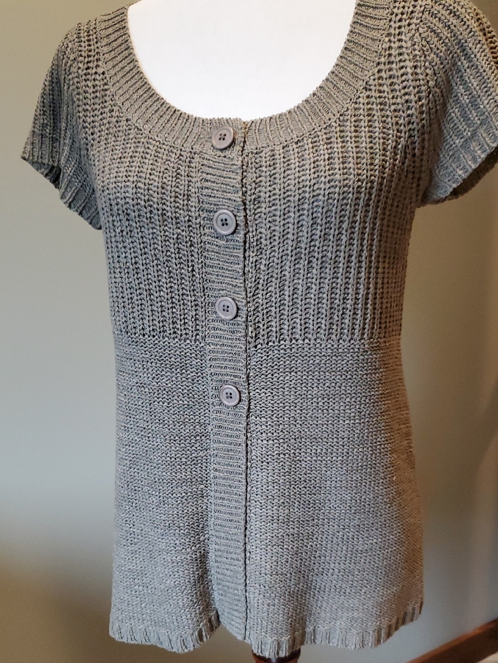 Kenar  Open-Knit Short Sleeve Cardigan Taupe